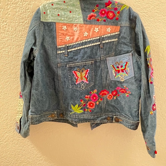 BERER COLLECTION Designer Embroidered Sequin Beaded Denham JACKET Size Large - Picture 9 of 10